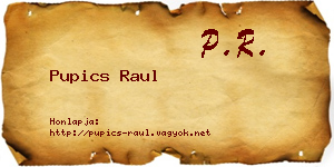 Pupics Raul névjegykártya